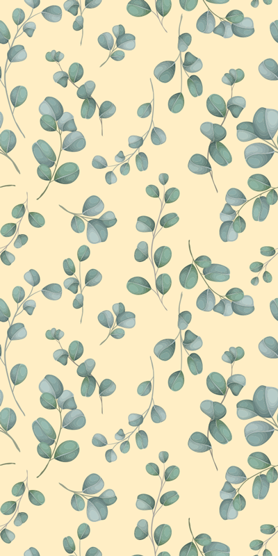 Beige vinyl rug eucalyptus leaf design - TenStickers