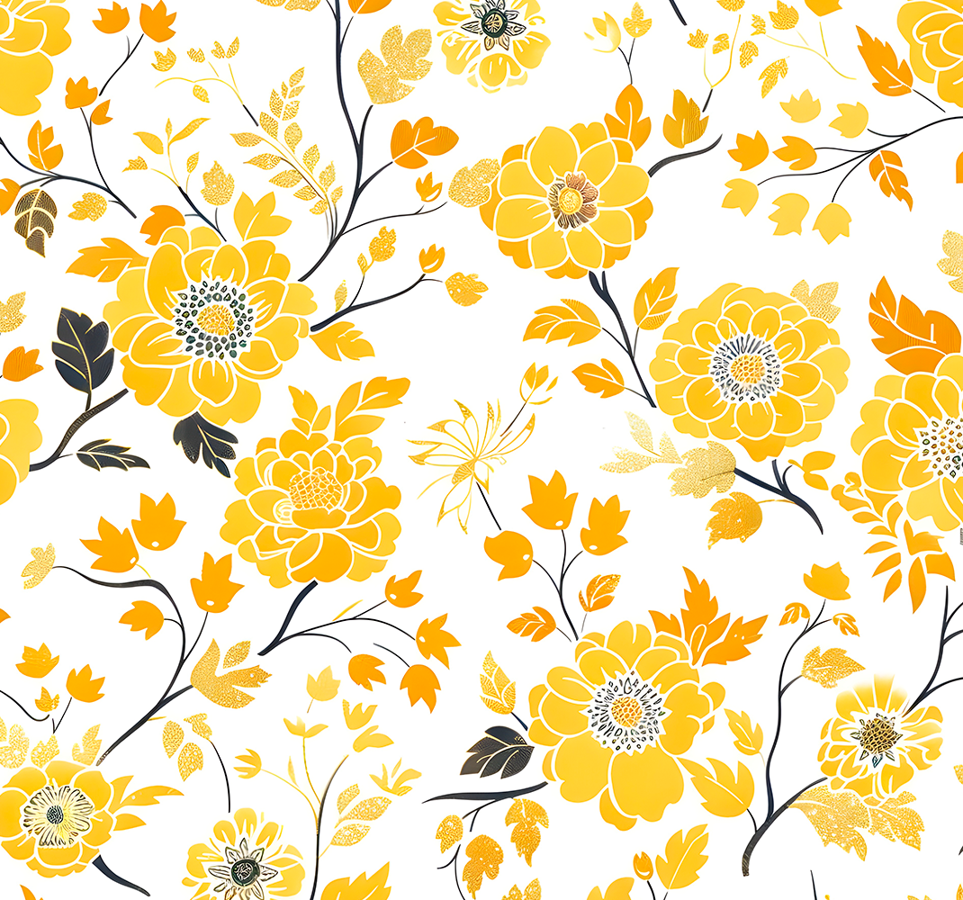 Yellow vinyl rug in japanese design style - TenStickers
