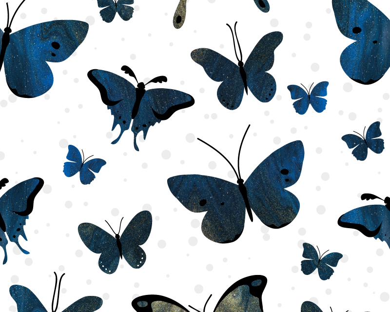 White vinyl rug blue glitter butterfly wing - TenStickers