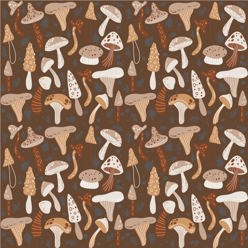 Brown vinyl rug with forest mushrooms design - TenStickers