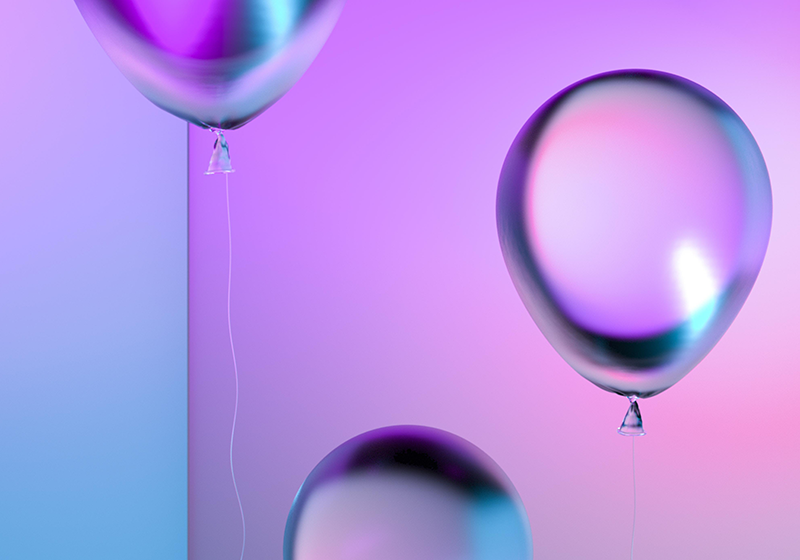 Purple vinyl rug with gradient balloon decor - TenStickers