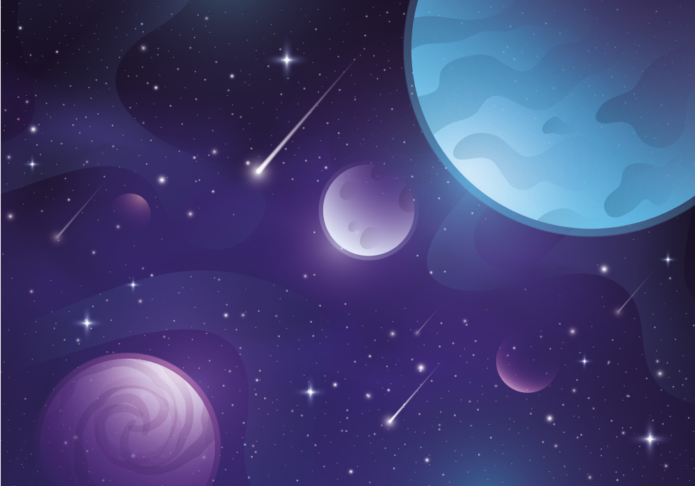 Purple vinyl rug in a mysterious space with stars - TenStickers