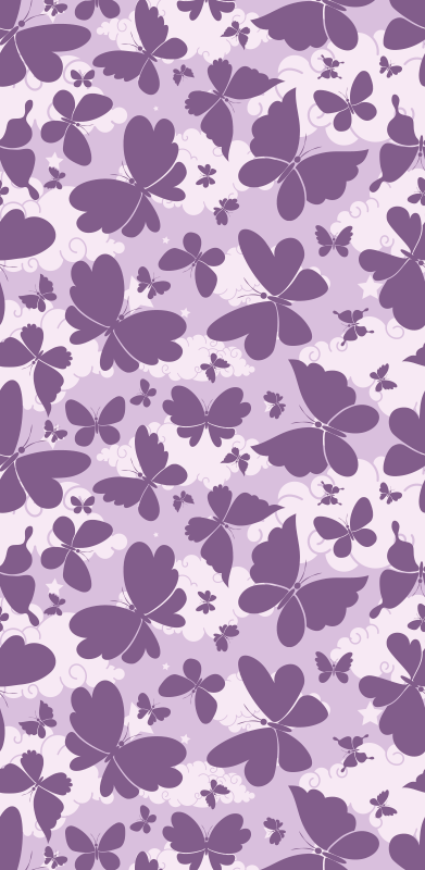 Purple vinyl rug with cloudy sky butterfly pattern - TenStickers
