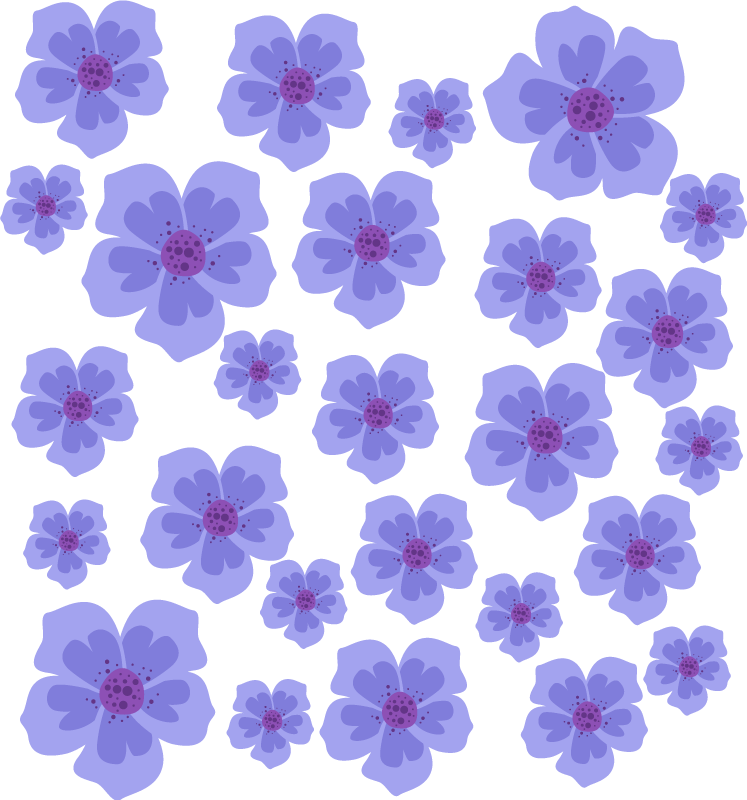 Purple vinyl rug with purple flowers design - TenStickers