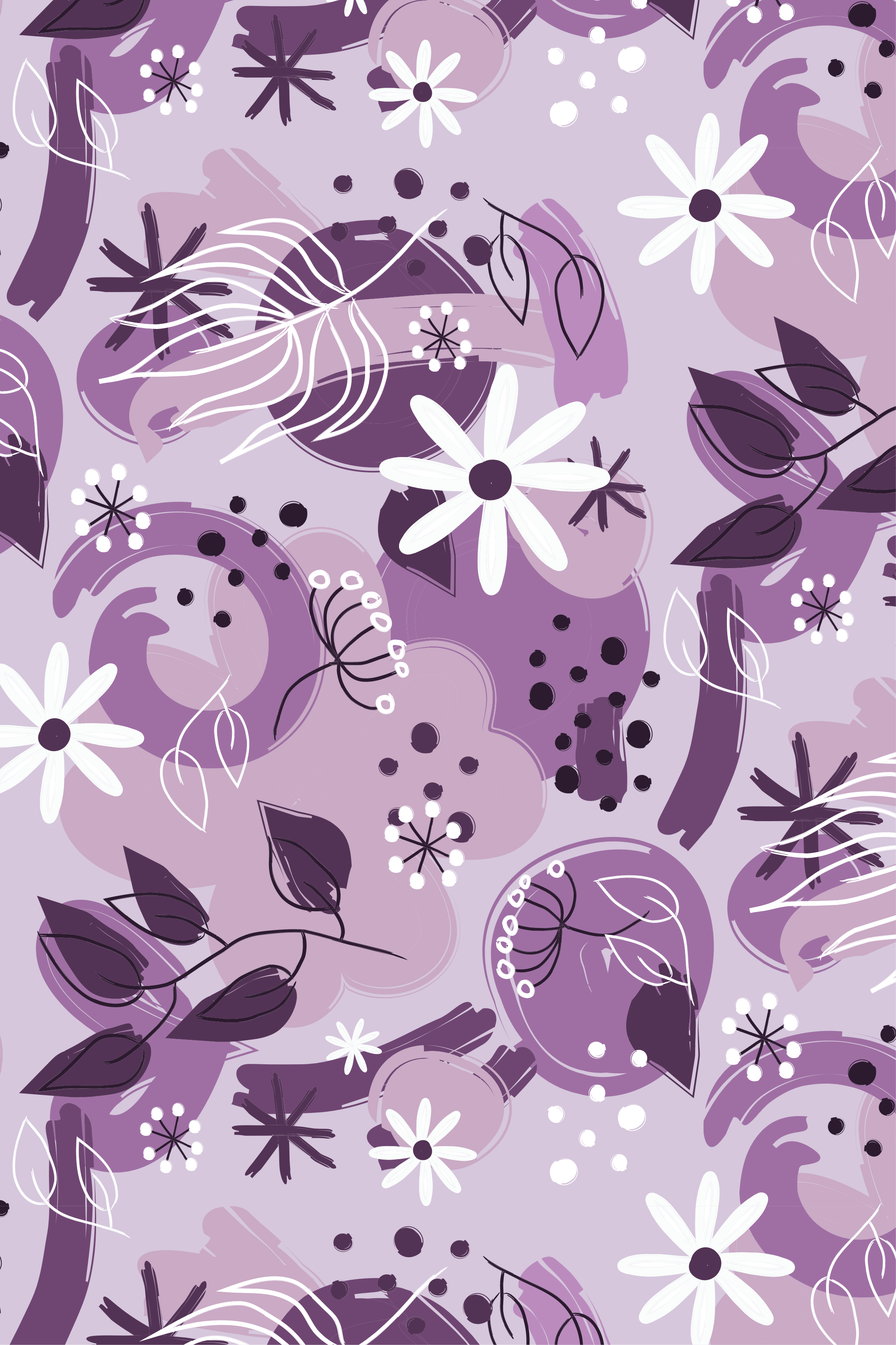 Purple vinyl rug with various purple blooms - TenStickers