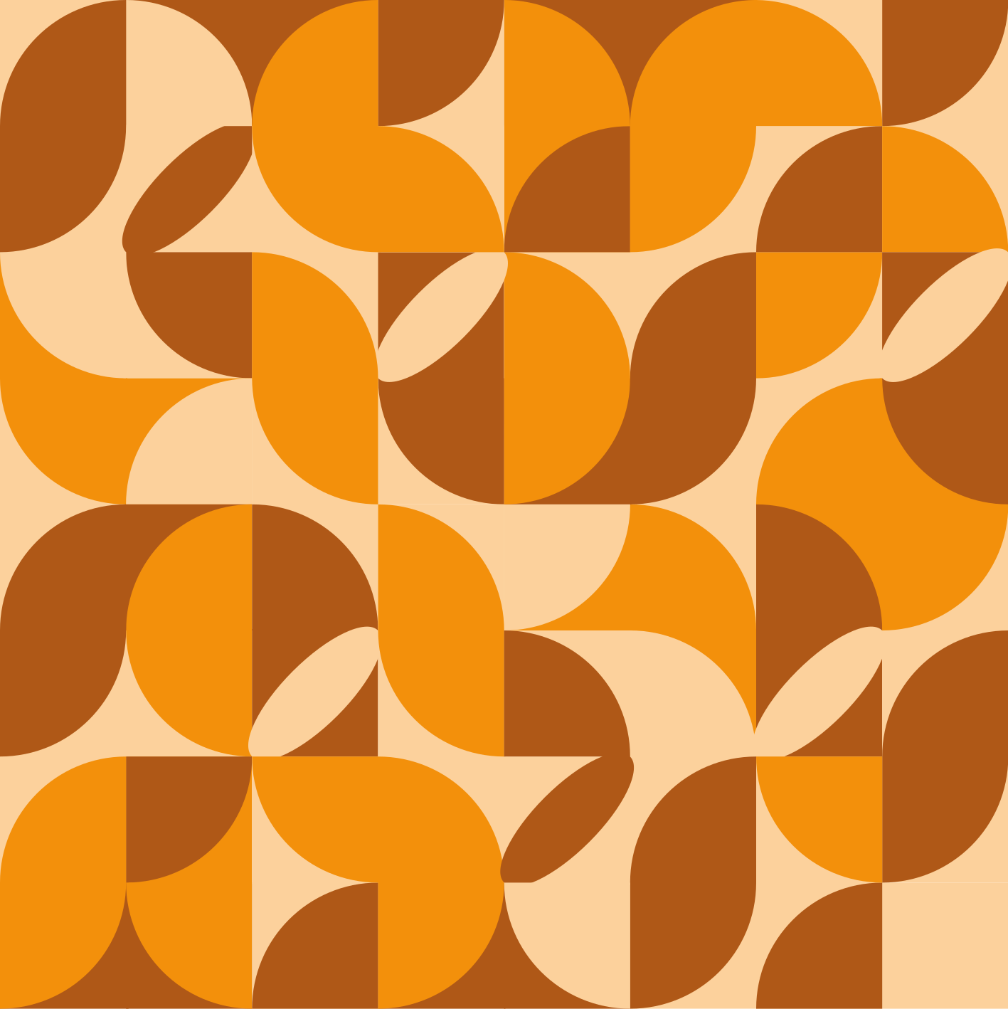 Retro orange figures orange vinyl rug - TenStickers