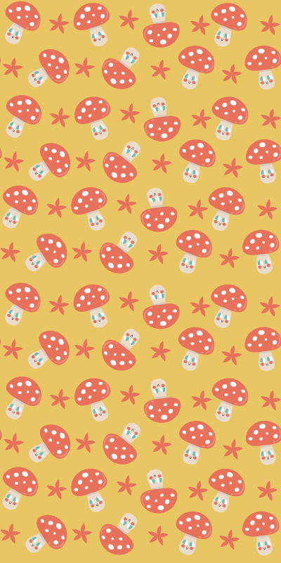 Orange vinyl rug with whimsical mushrooms on yellow - TenStickers