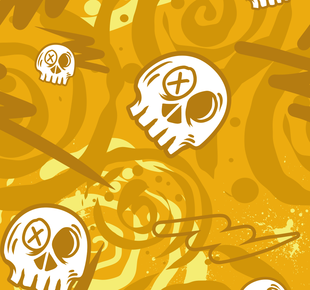 Orange vinyl rug with skull graffiti design - TenStickers