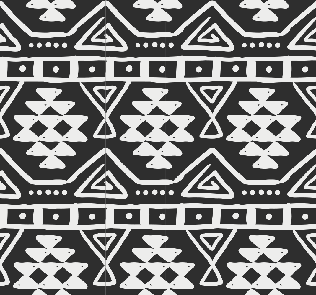 Black vinyl rug with a black and white boho design - TenStickers