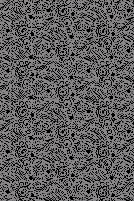 Black vinyl rug with decorative swirl patterns - TenStickers