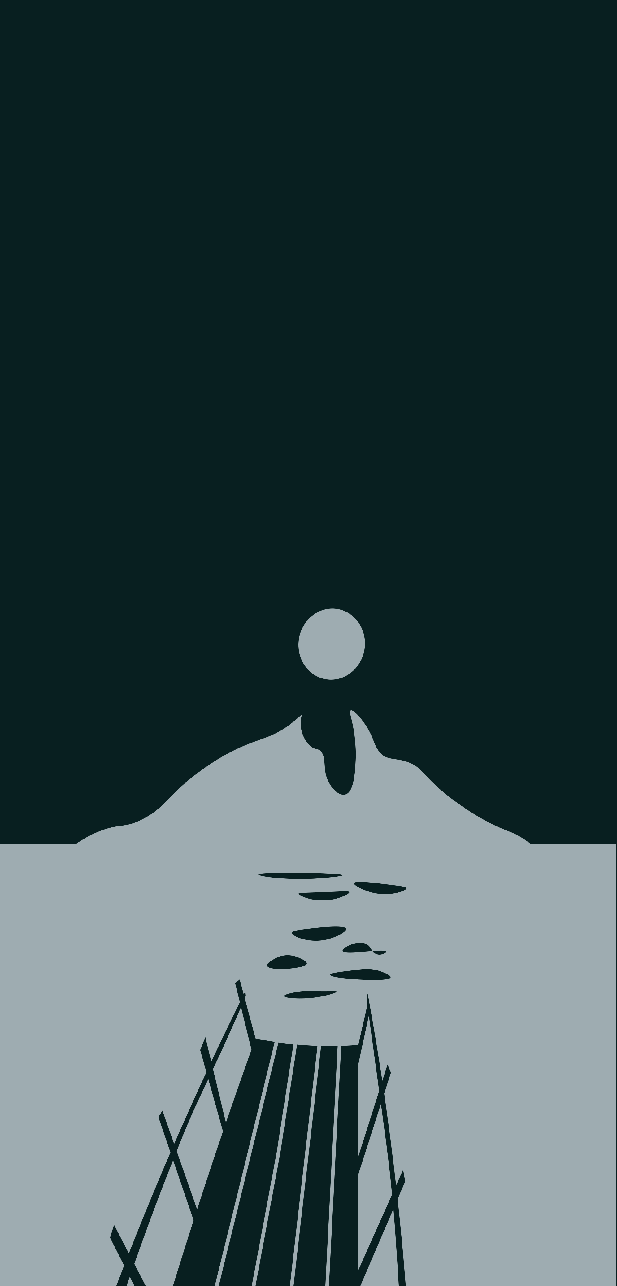 Black vinyl rug wooden dock to lake with mountains - TenStickers