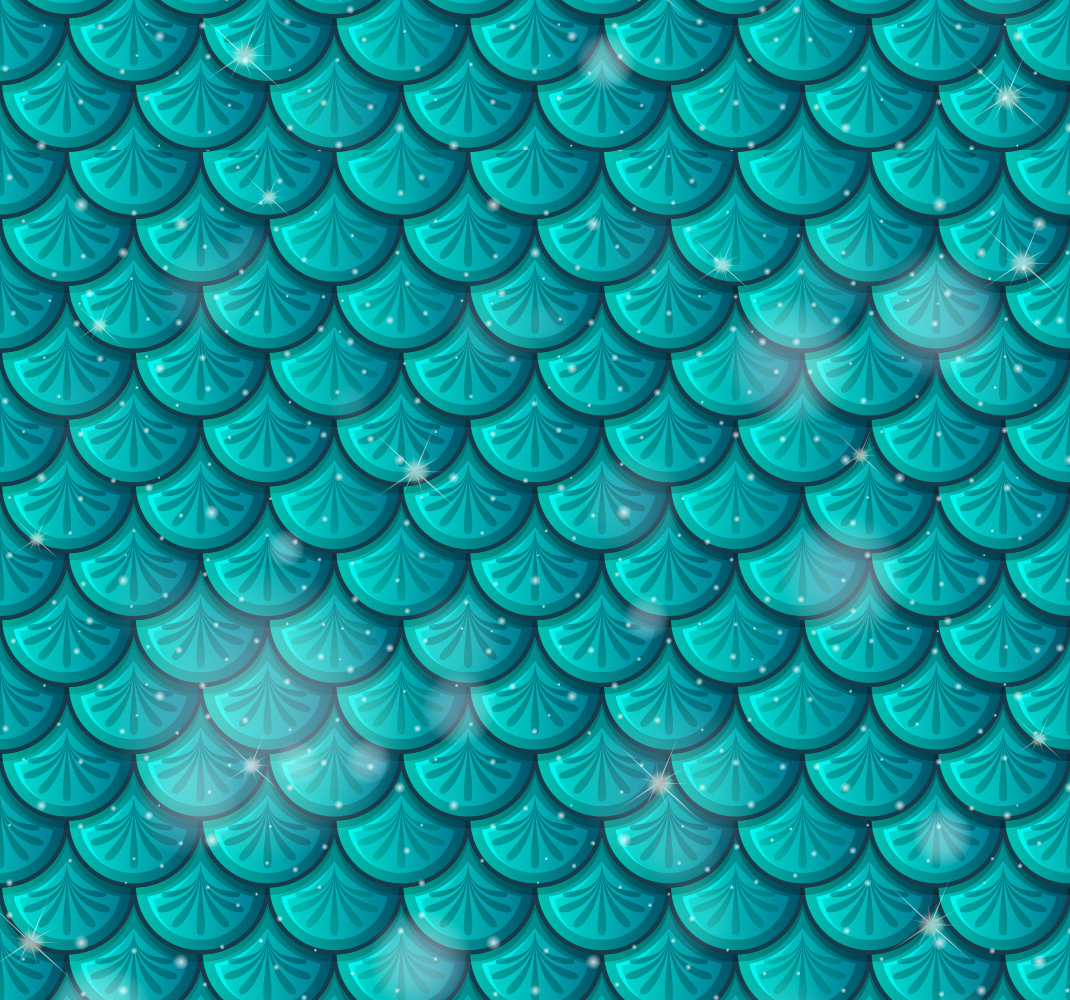 Green vinyl rug in mermaid blue scales - TenStickers
