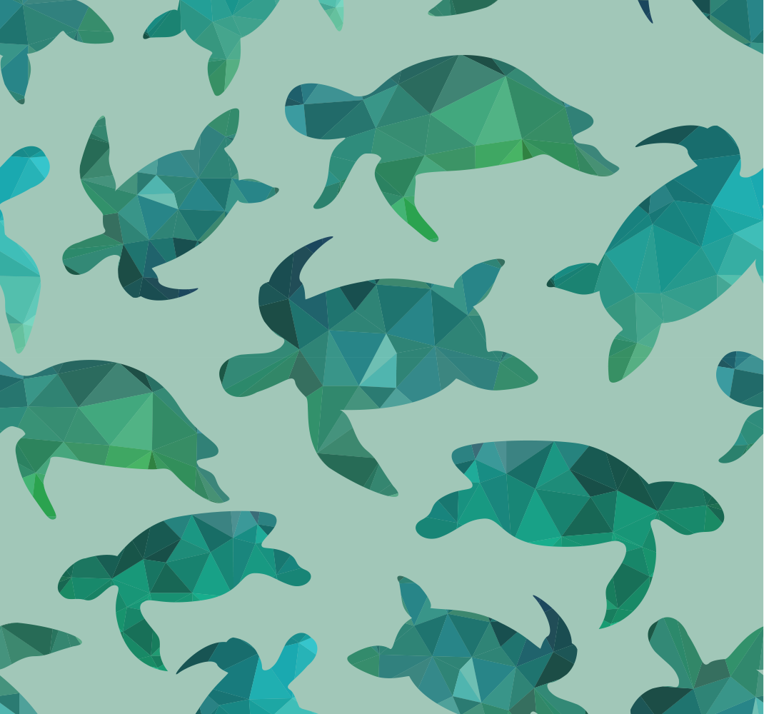 Green vinyl rug with green turtles design - TenStickers