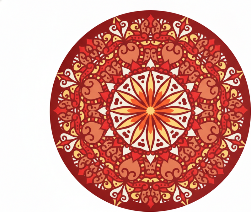 Red vinyl rug with luxury colorful mandala design - TenStickers