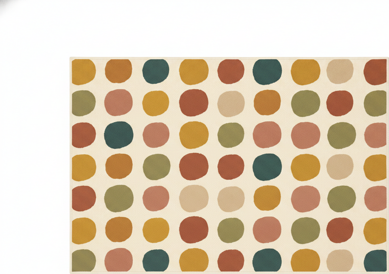 Red vinyl rug with bohemian colored dots pattern - TenStickers