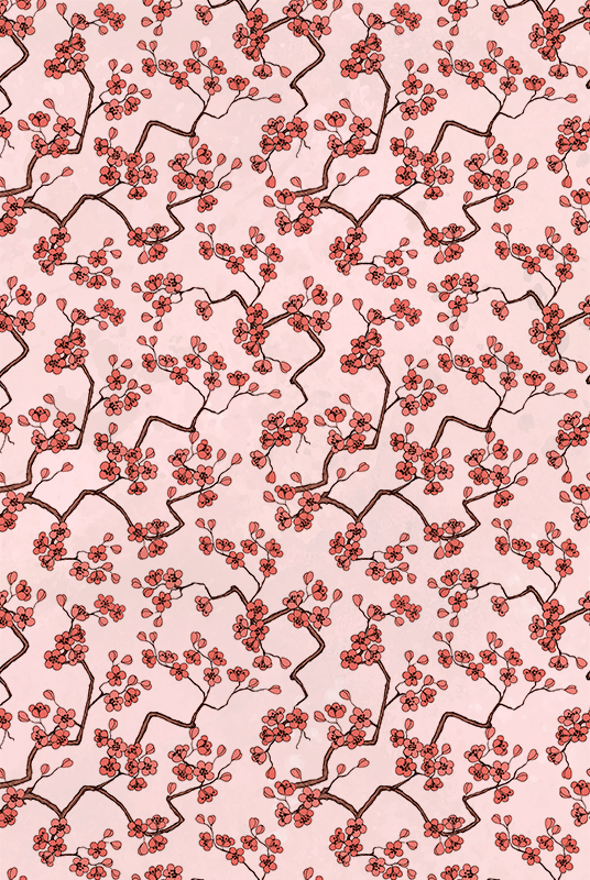 Pink vinyl rug in cherry blossom design - TenStickers