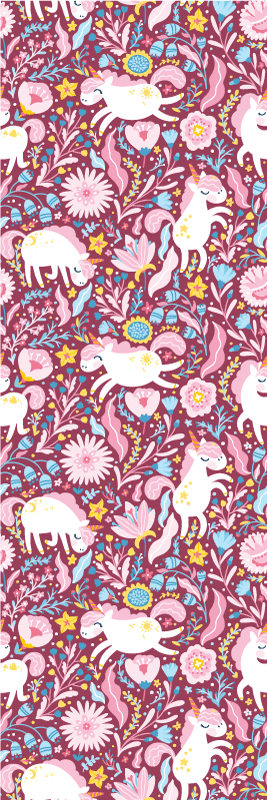 Pink vinyl rug with beautiful unicorn design - TenStickers
