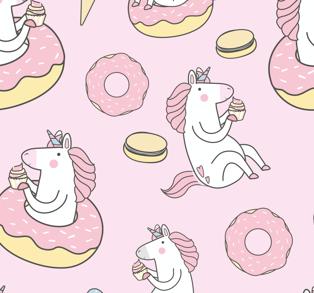 Pink vinyl rug with unicorn wallpaper design - TenStickers