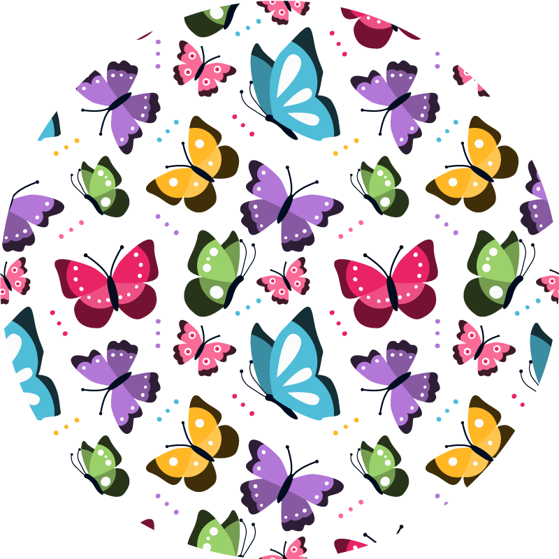Fabulous round butterflies vinyl rug - TenStickers