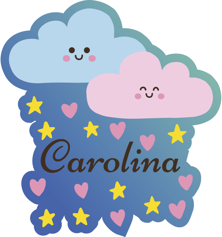 personalizable clouds and stars vinyl rug - TenStickers