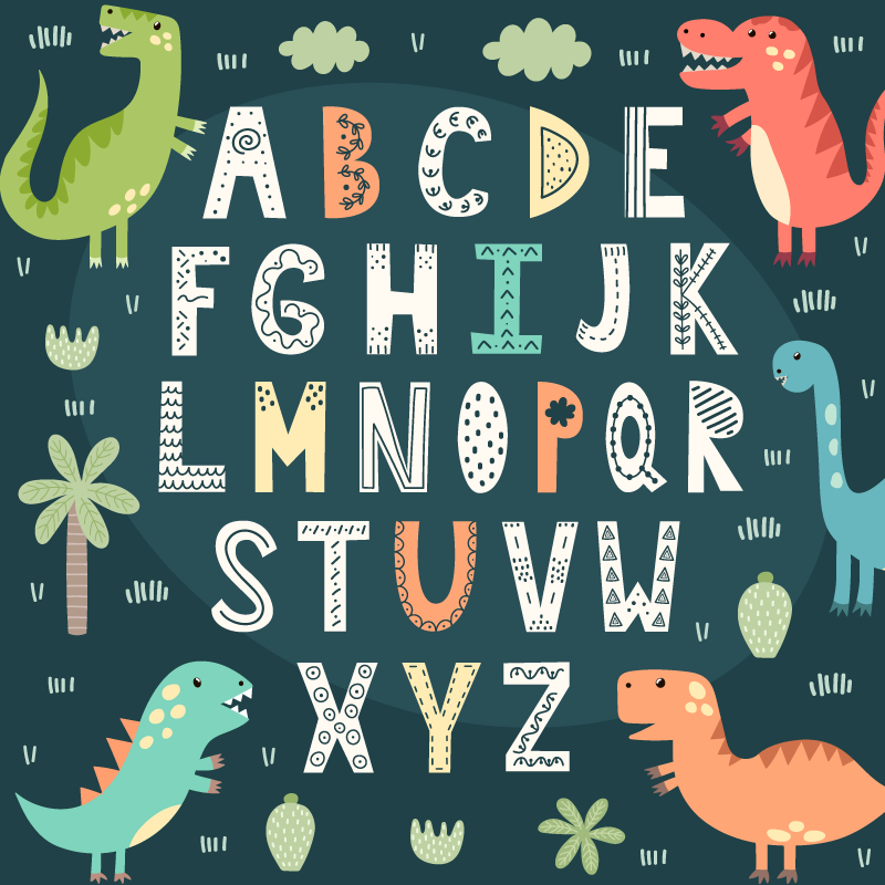 Alphabet Dinosaur Playroom bedroom vinyl rug - TenStickers