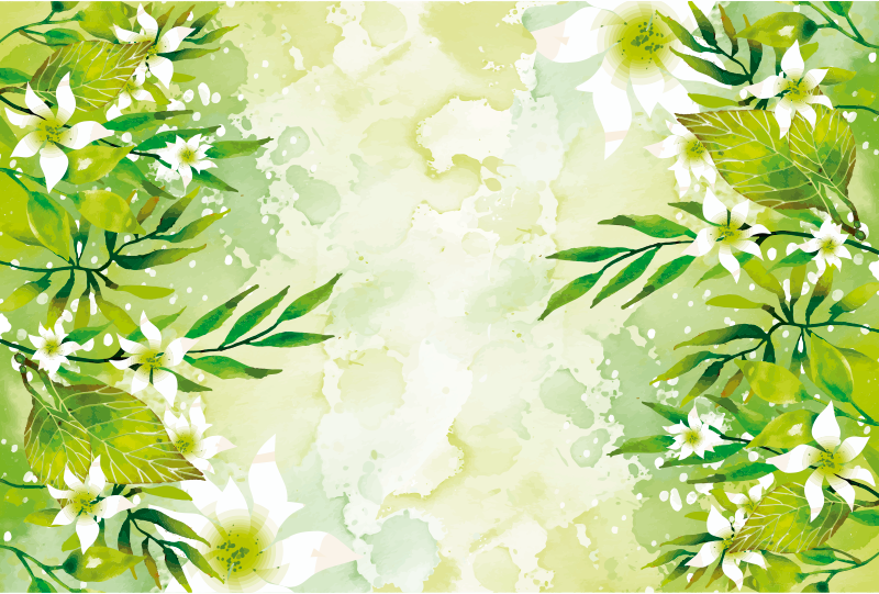 Botanical Greenery flower vinyl rug - TenStickers