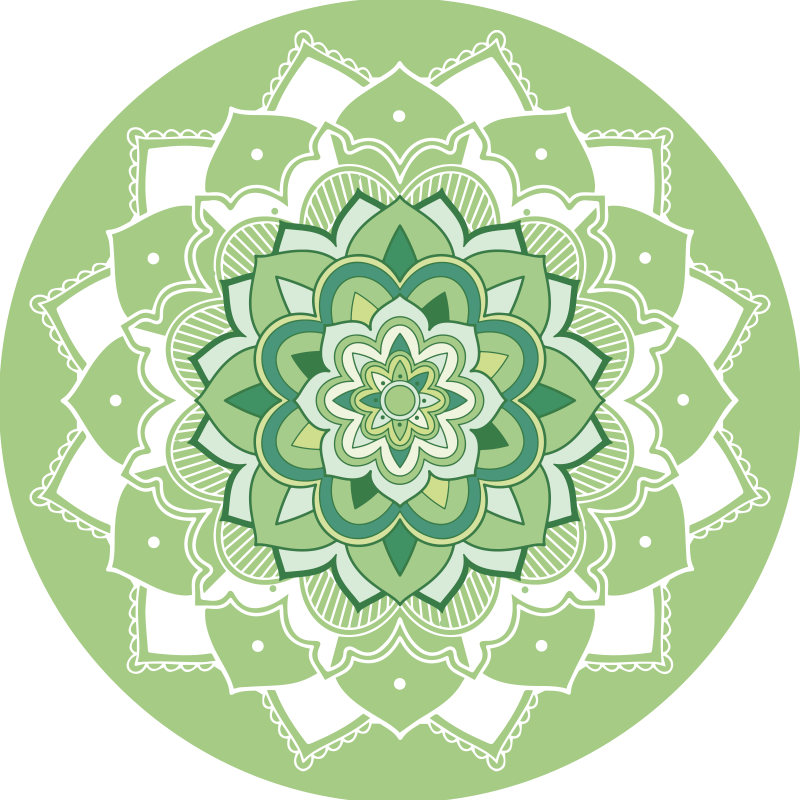 Green  floral mandala vinyl rug - TenStickers