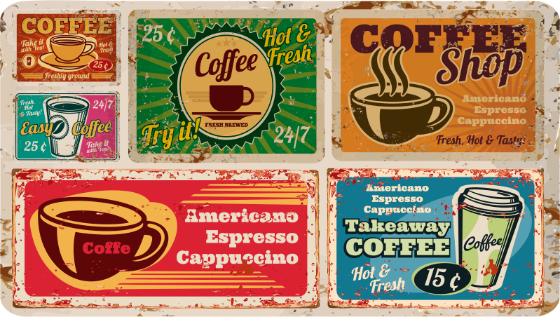 Café Themed Motifs custom vinyl rug - TenStickers