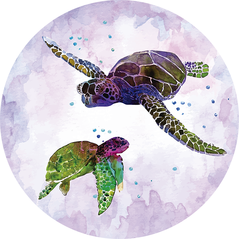 Pain Art Turtles animal vinyl rug - TenStickers