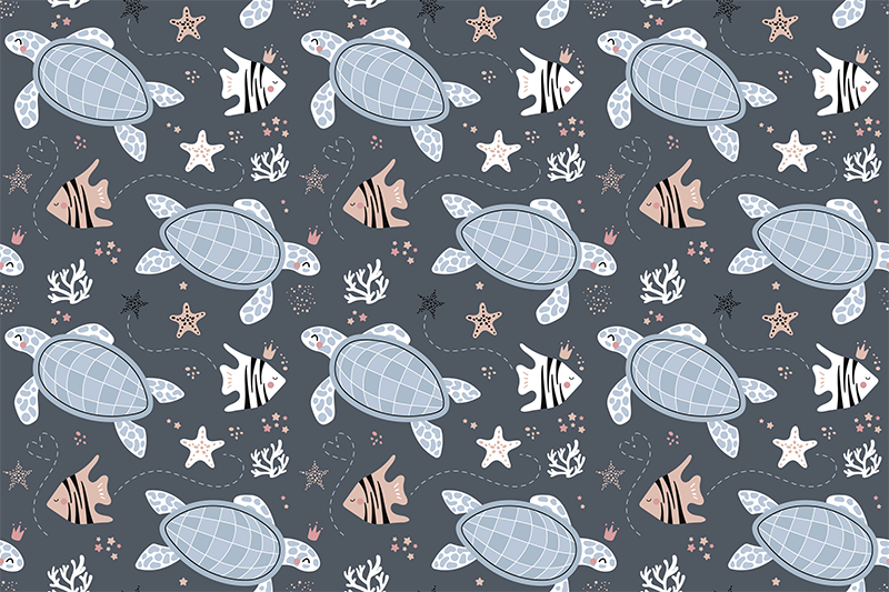 Seafaring Creatures vinyl rug - TenStickers