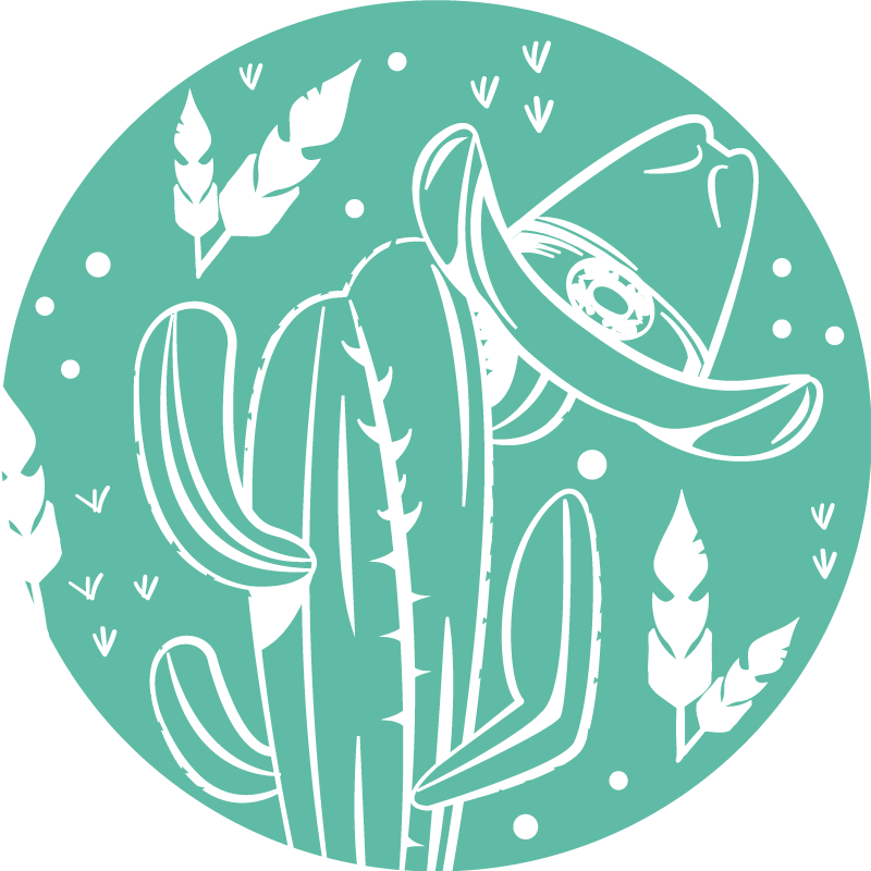 Cactus and hat western pattern living room rug - TenStickers