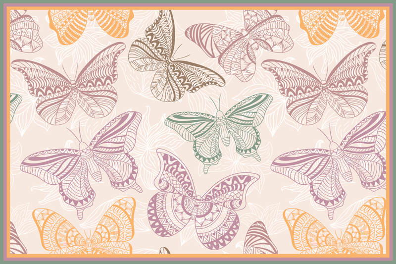 Colored ornamental butterflies animal rug - TenStickers