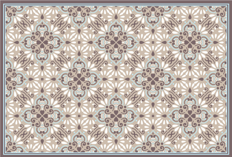 Ornate Patterned Design tile vinyl rug - TenStickers