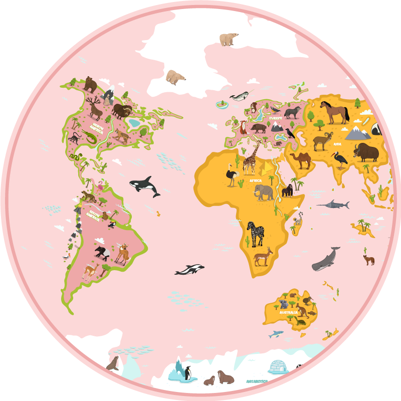 Educational Cartography world map vinyl rug - TenStickers