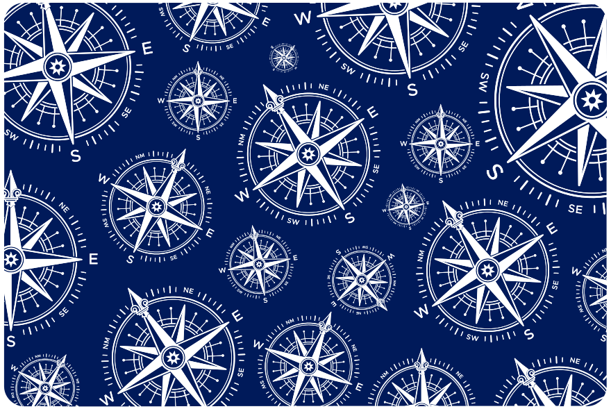 Nautical Compass Pattern world map vinyl rug - TenStickers