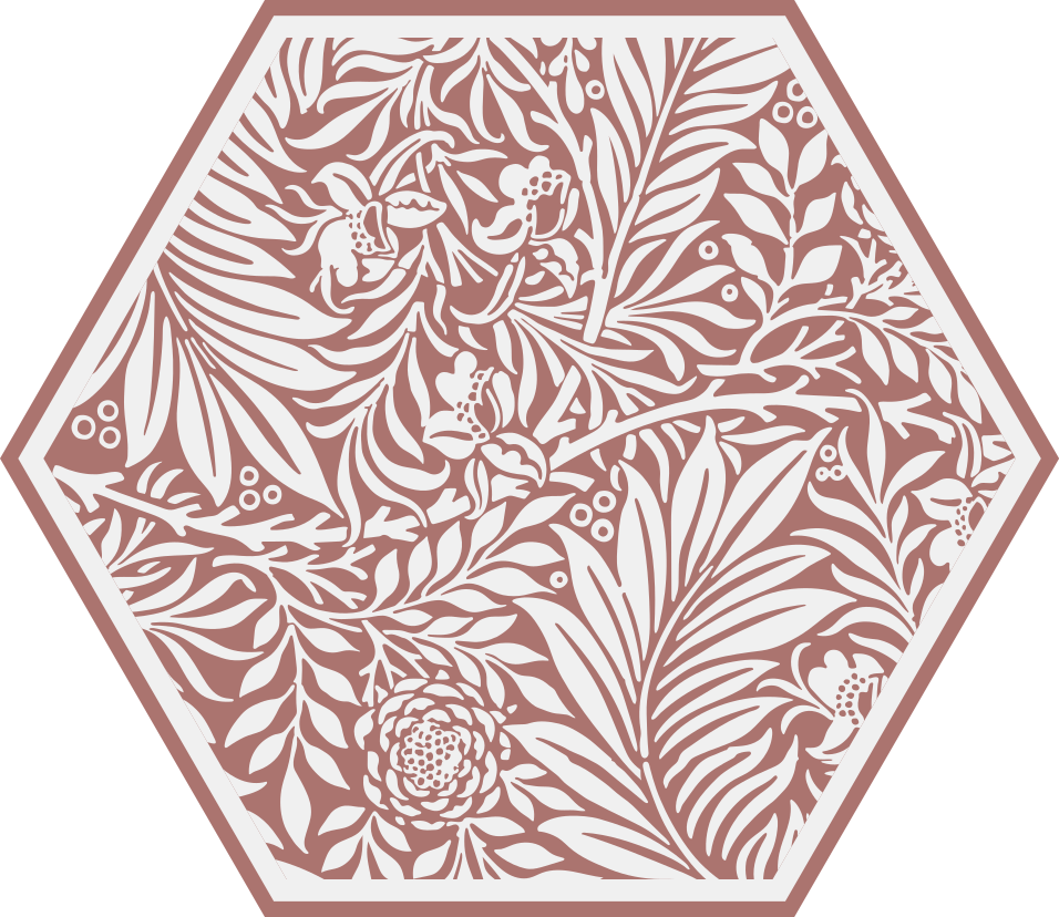 Floral Symmetry Hexagon flower vinyl rug - TenStickers