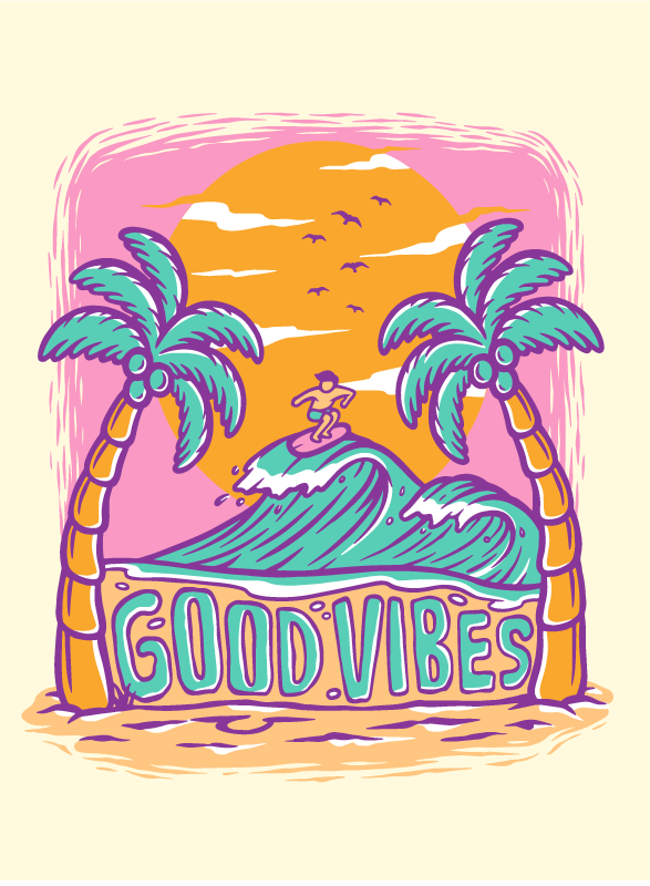 Good Vibes Surf teenager vinyl rug - TenStickers