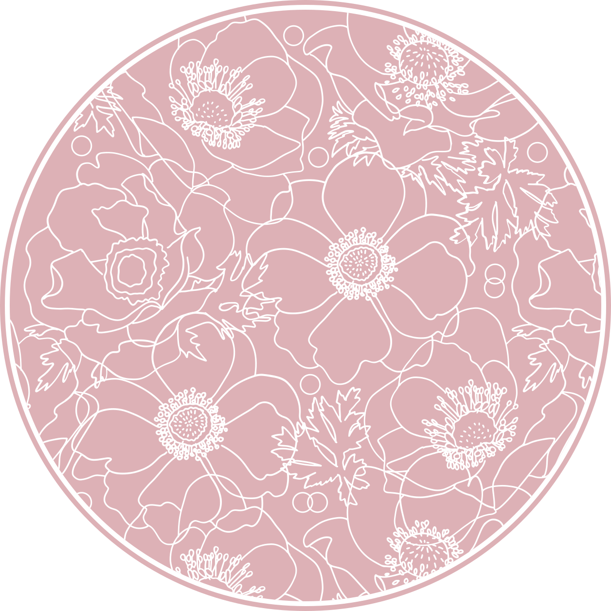 Floral Outline Motif flower vinyl rug - TenStickers