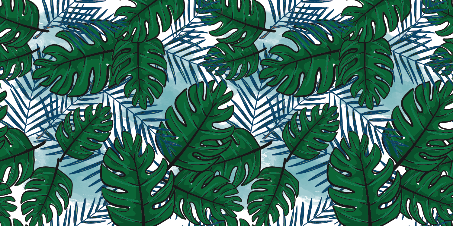 Tropical Monstera Pattern floral vinyl rug - TenStickers