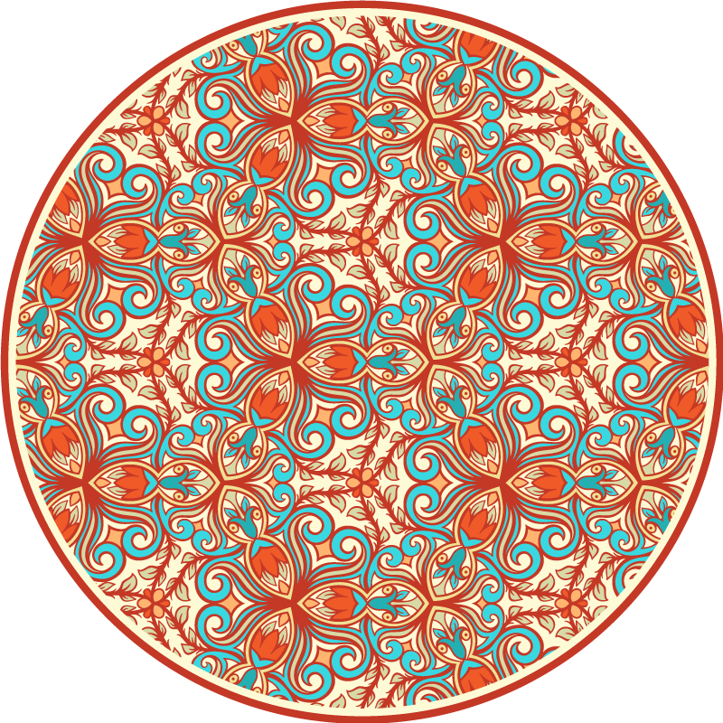 Ornate Circular Pattern mandala vinyl rug - TenStickers