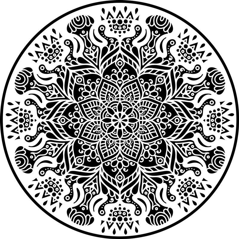 Black and white mandala mandala rug - TenStickers