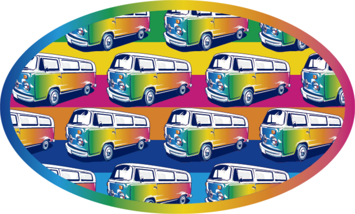 Retro Vehicle Parade vinyl rug - TenStickers