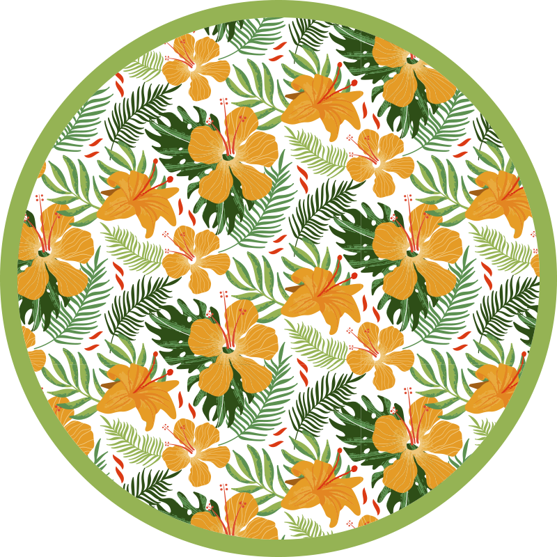Tropical Floral Harmony flower vinyl rug - TenStickers