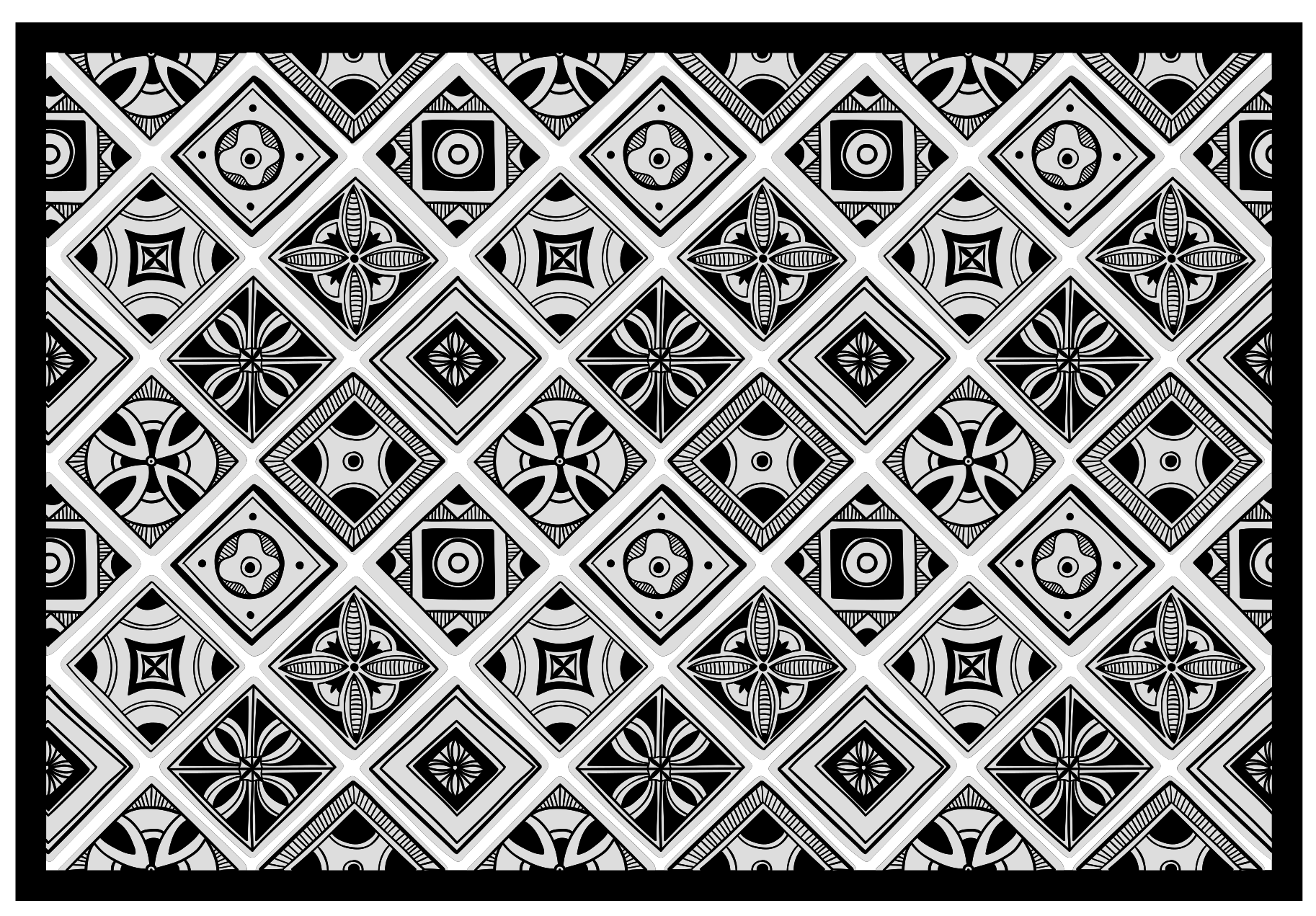 Monochrome Tiles tile vinyl rug - TenStickers