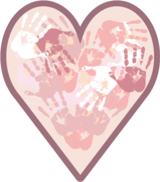 Colourful hand print heart kids vinyl rug - TenStickers