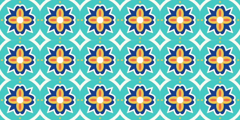 Tourquise textured  mosaic floor tiles - TenStickers