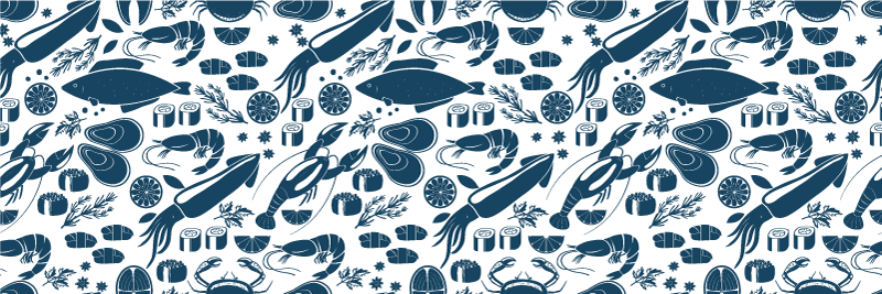 Seafood Pattern Kitchen kitchen vinyl rug - TenStickers