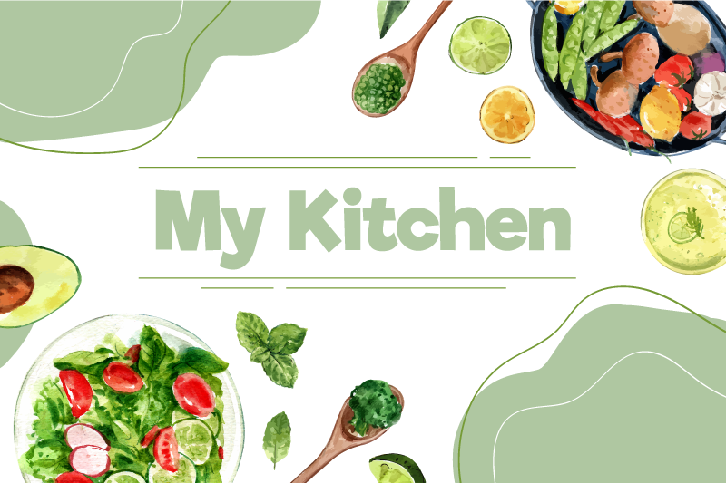 My kitchen houseware and food floor tiles - TenStickers