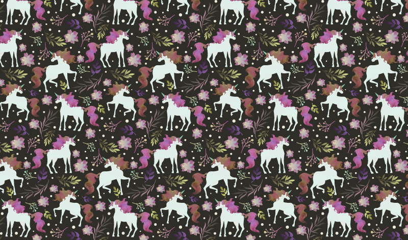 Playful Unicorn Motif vinyl rug - TenStickers