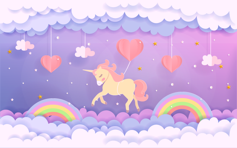 Unicorn Fantasy Scene nursery vinyl rug - TenStickers